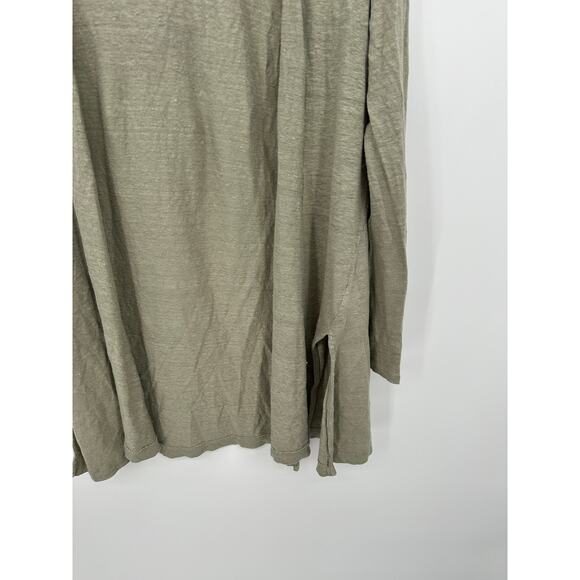 Cynthia Rowley Womens Green Linen Open Front Cardigan Size S Hood Long Oversized - Picture 3 of 6